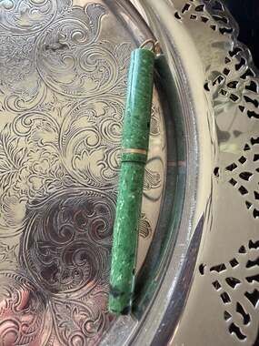 VTG 1920 Sheaffer Jade Green Celluloid Ring Top Fountain Pen 3-25 Gold Nib